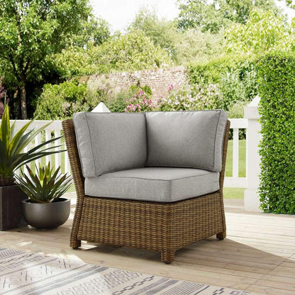 Crosley Furniture - Bradenton Outdoor Wicker Sectional Corner Chair Gray/Weathered Brown - KO70018WB-GY veiw 1