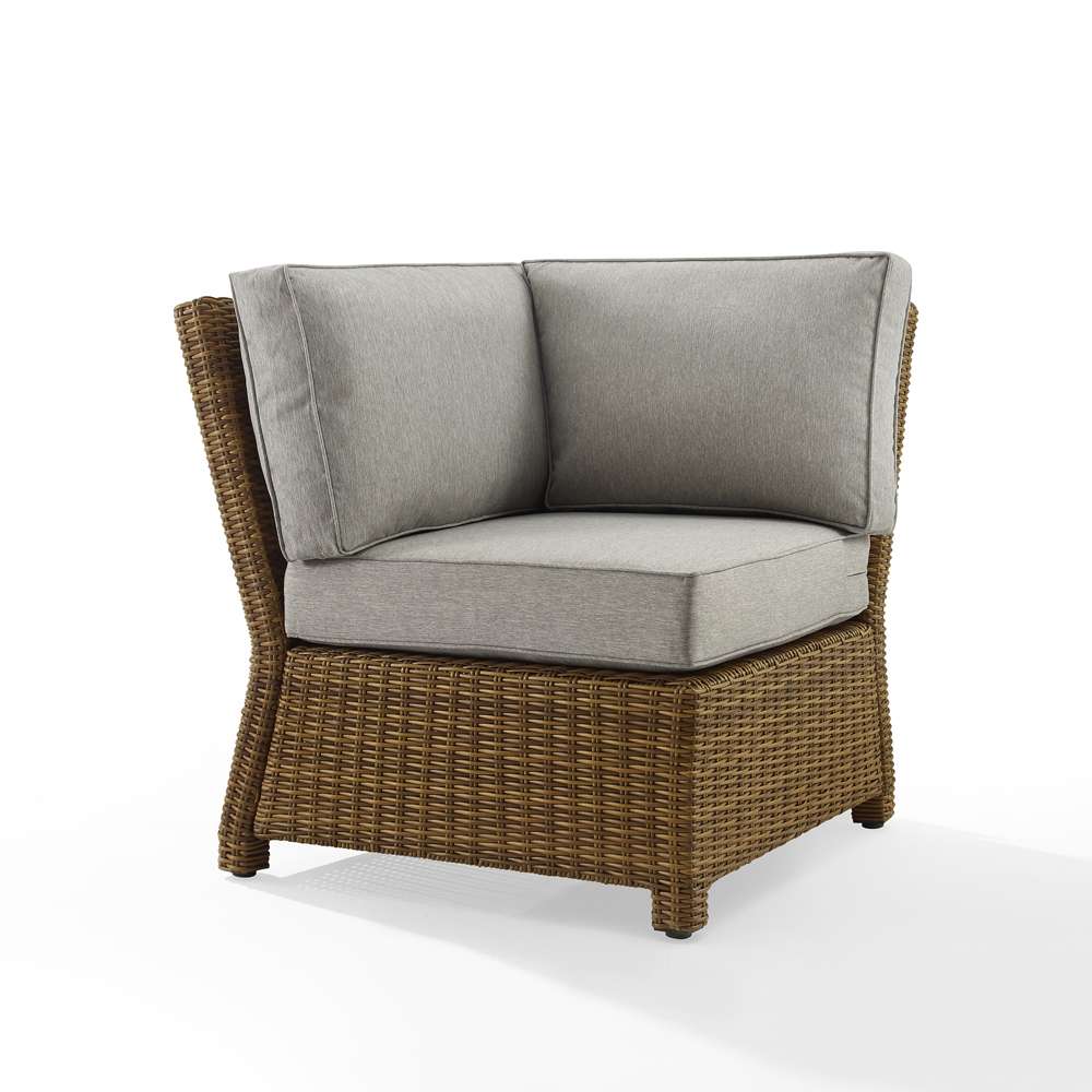 Crosley Furniture - Bradenton Outdoor Wicker Sectional Corner Chair Gray/Weathered Brown - KO70018WB-GY veiw 2