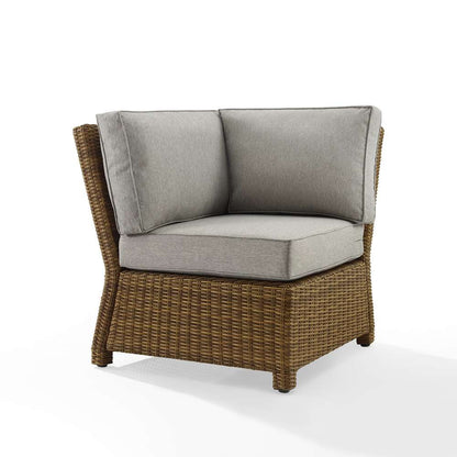 Crosley Furniture - Bradenton Outdoor Wicker Sectional Corner Chair Gray/Weathered Brown - KO70018WB-GY veiw 2