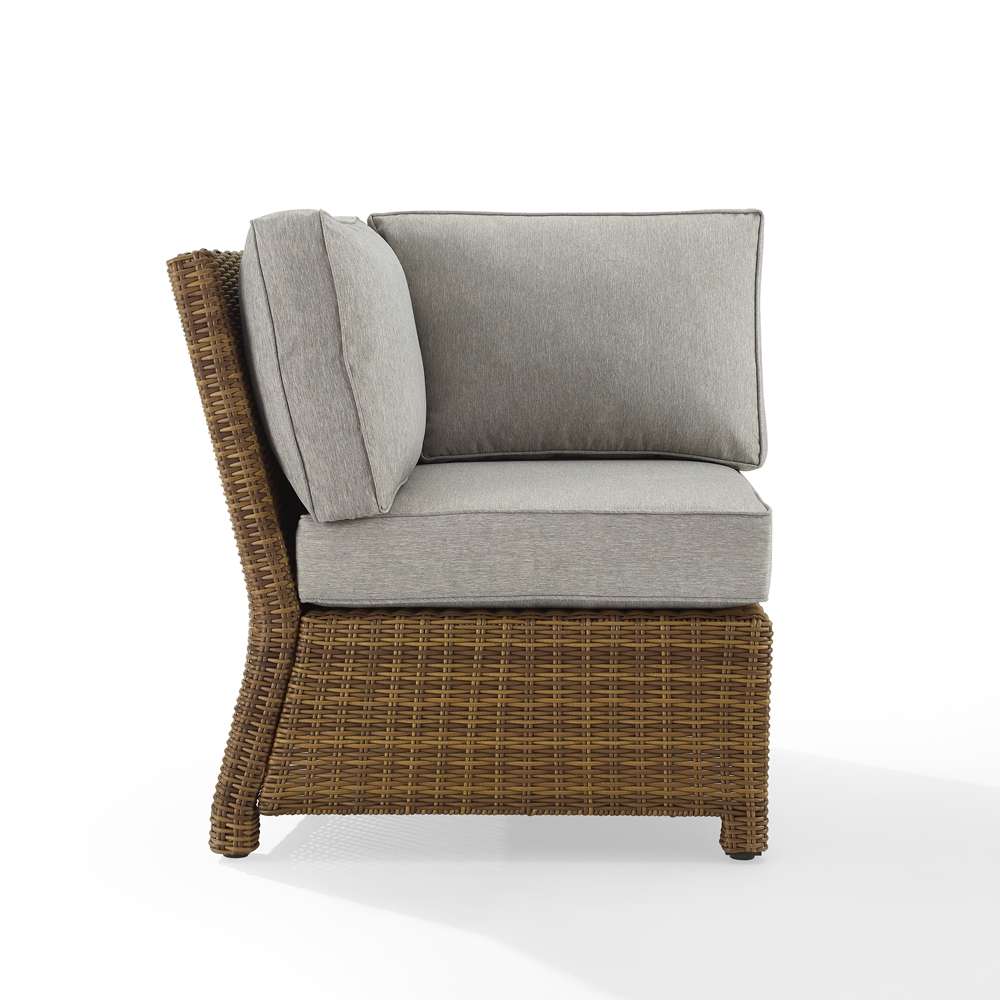 Crosley Furniture - Bradenton Outdoor Wicker Sectional Corner Chair Gray/Weathered Brown - KO70018WB-GY veiw 3