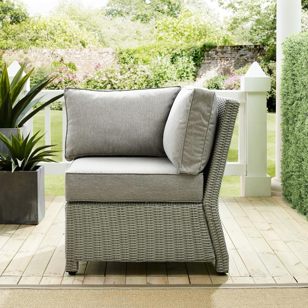 Crosley Furniture - Bradenton Outdoor Wicker Sectional Corner Chair Gray/Gray - KO70018GY-GY_CLOSEOUT veiw 6