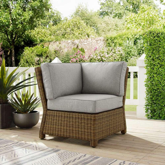 Crosley Furniture - Bradenton Outdoor Wicker Sectional Corner Chair Gray/Weathered Brown - KO70018WB-GY view 1
