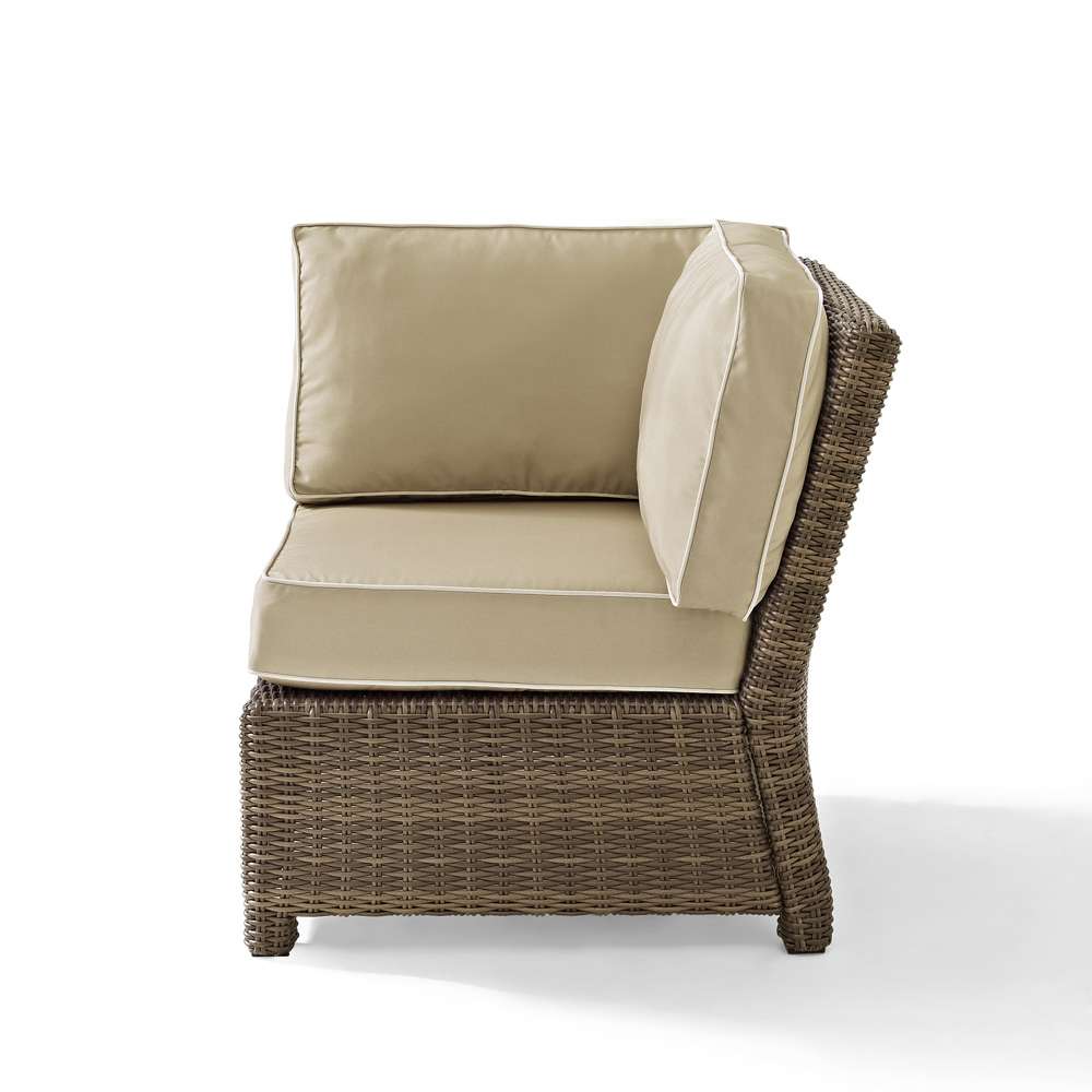 Crosley Furniture - Bradenton Outdoor Wicker Sectional Corner Chair with Sand Cushions - KO70018WB-SA veiw 1
