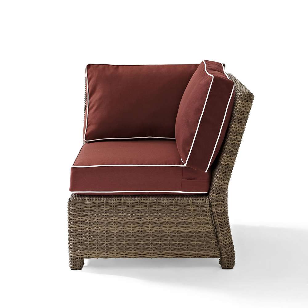 Crosley Furniture - Bradenton Outdoor Wicker Sectional Corner Chair with Sangria Cushions - KO70018WB-SG veiw 1