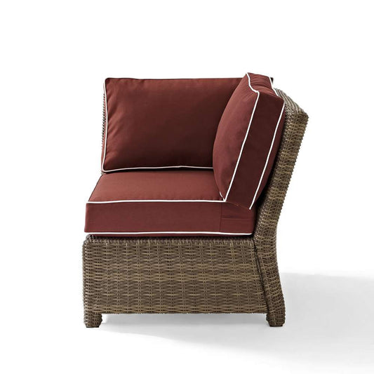 Crosley Furniture - Bradenton Outdoor Wicker Sectional Corner Chair with Sangria Cushions - KO70018WB-SG veiw 1