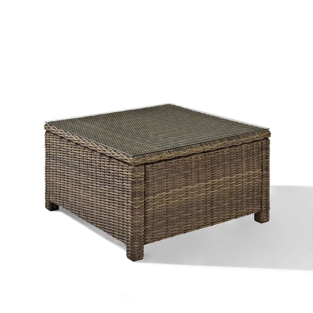 Crosley Furniture - Bradenton Outdoor Wicker Sectional Glass Top Coffee Table - CO7207-WB veiw 1