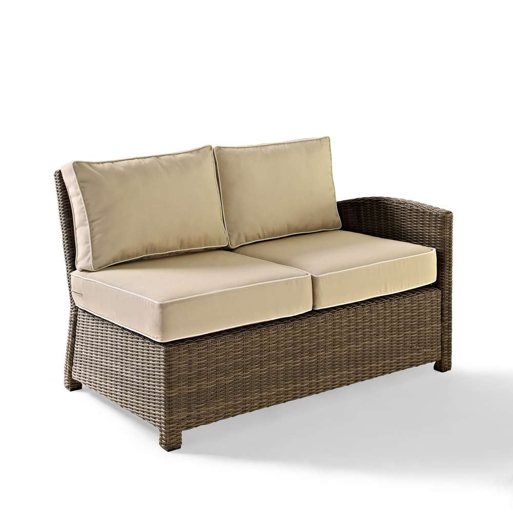 Crosley Furniture - Bradenton Outdoor Wicker Sectional Left Corner Loveseat with Sand Cushions - KO70016WB-SA view 1
