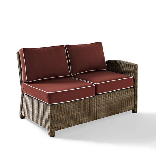 Crosley Furniture - Bradenton Outdoor Wicker Sectional Left Corner Loveseat with Sangria Cushions - KO70016WB-SG view 1