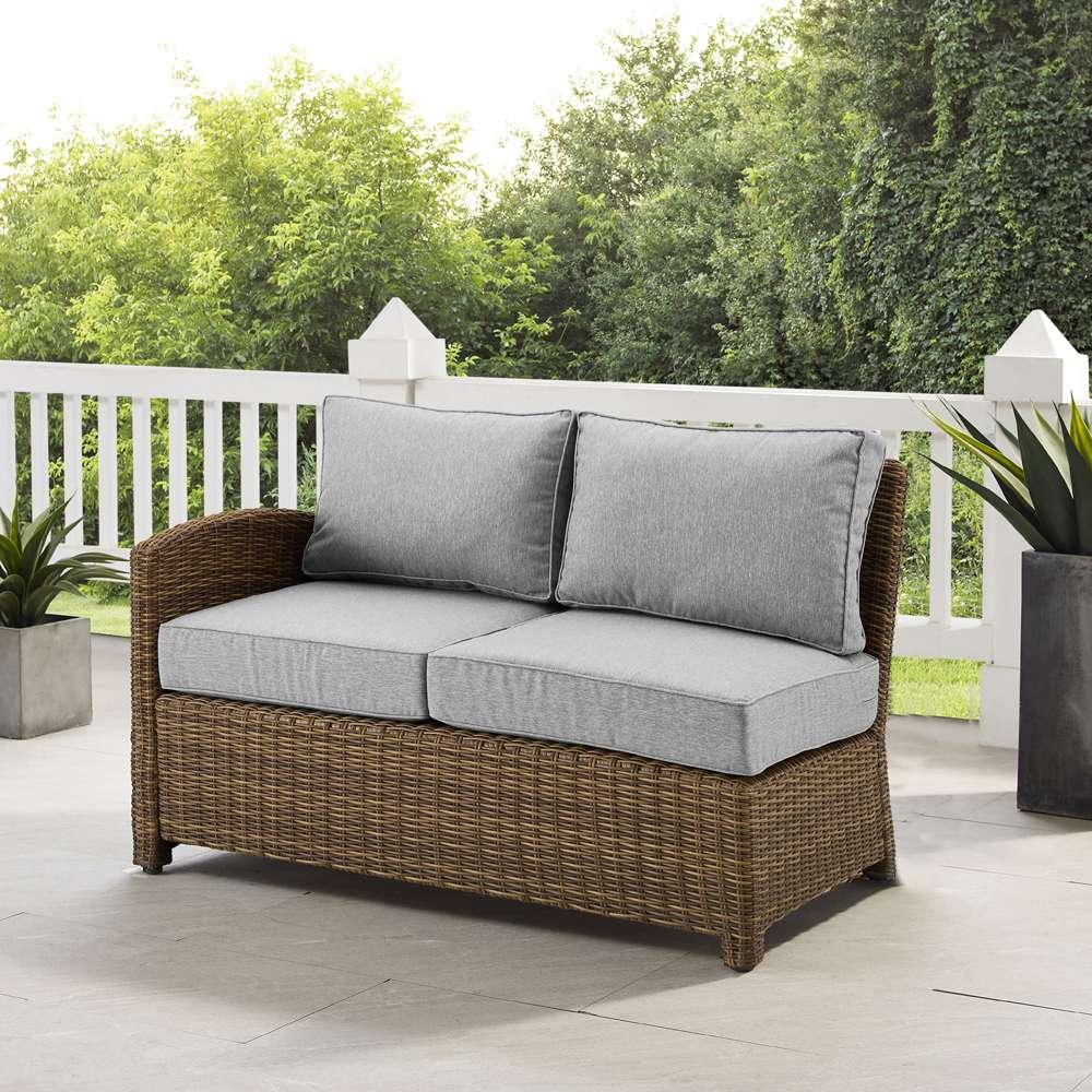 Crosley Furniture - Bradenton Outdoor Wicker Sectional Left Side Loveseat Gray/Weathered Brown - KO70016WB-GY veiw 1