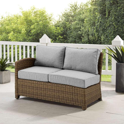 Crosley Furniture - Bradenton Outdoor Wicker Sectional Left Side Loveseat Gray/Weathered Brown - KO70016WB-GY veiw 1