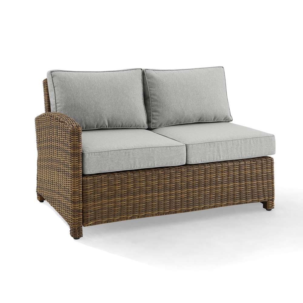Crosley Furniture - Bradenton Outdoor Wicker Sectional Left Side Loveseat Gray/Weathered Brown - KO70016WB-GY veiw 2