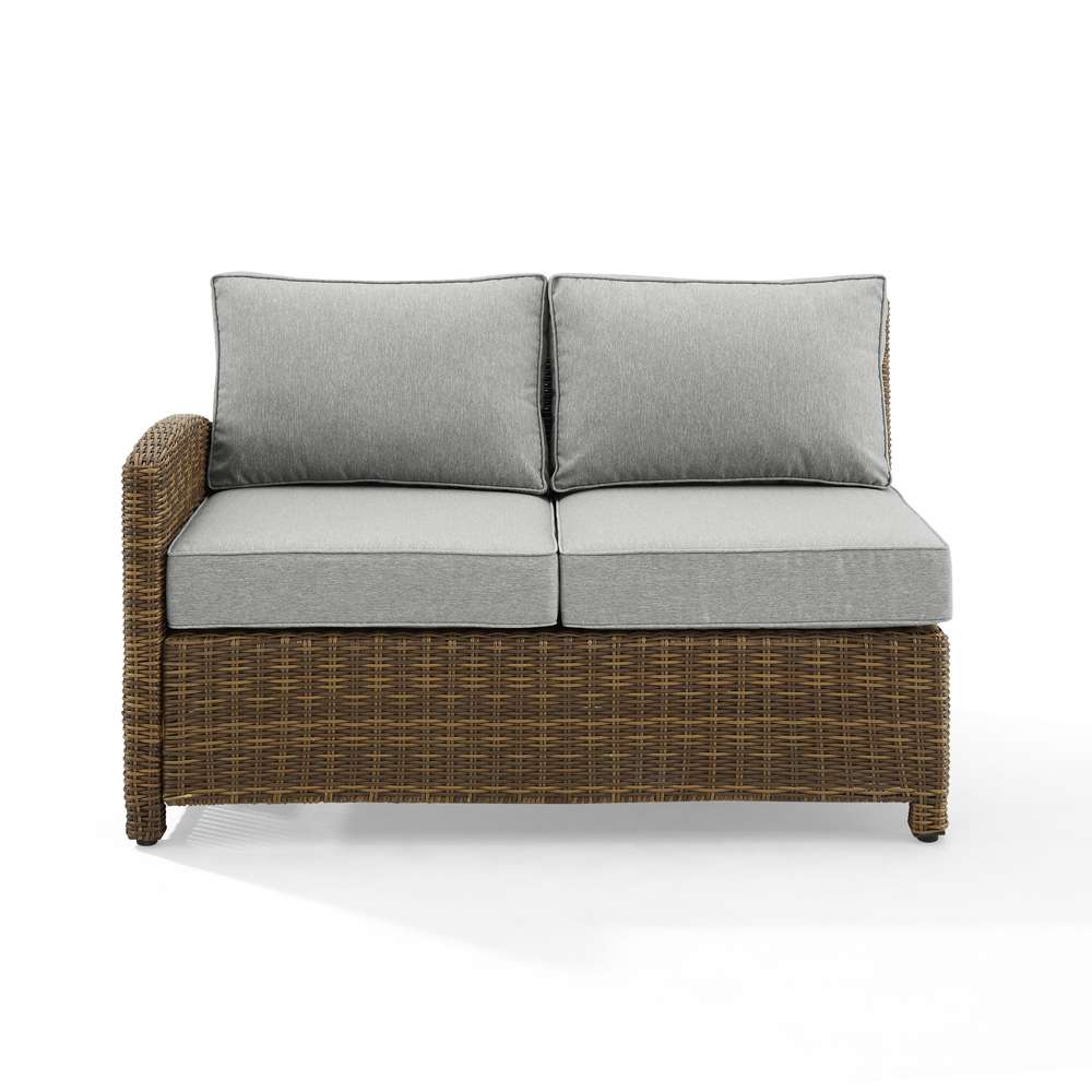 Crosley Furniture - Bradenton Outdoor Wicker Sectional Left Side Loveseat Gray/Weathered Brown - KO70016WB-GY veiw 3