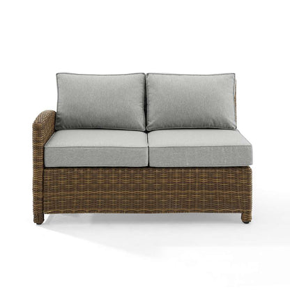Crosley Furniture - Bradenton Outdoor Wicker Sectional Left Side Loveseat Gray/Weathered Brown - KO70016WB-GY veiw 3