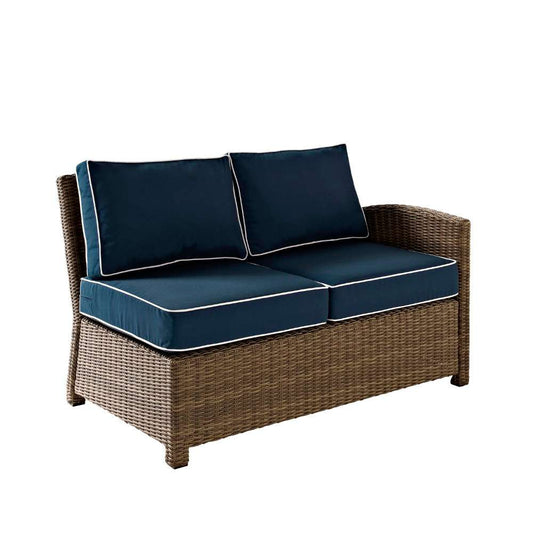 Crosley Furniture - Bradenton Outdoor Wicker Sectional Right Corner Loveseat with Navy Cushions - KO70015WB-NV veiw 1
