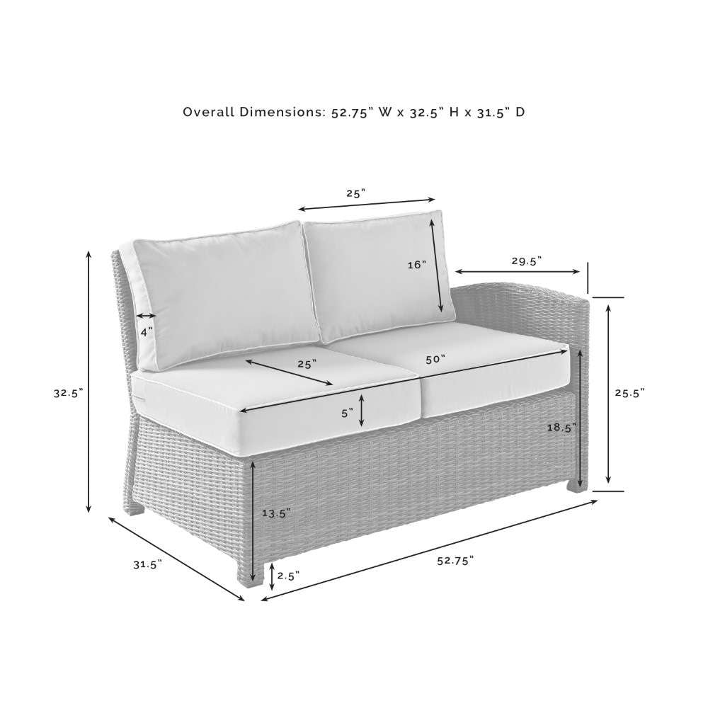 Crosley Furniture - Bradenton Outdoor Wicker Sectional Right Corner Loveseat with Navy Cushions - KO70015WB-NV veiw 6