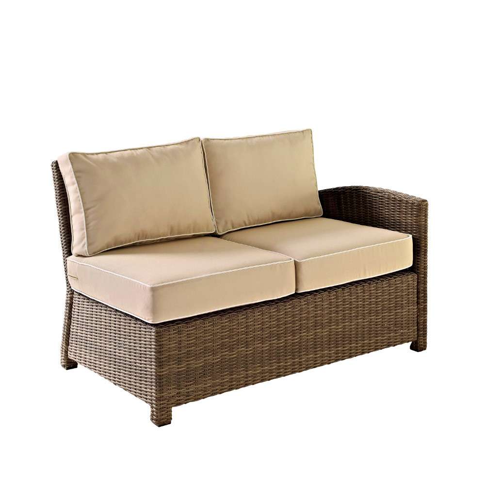 Crosley Furniture - Bradenton Outdoor Wicker Sectional Right Corner Loveseat with Sand Cushions - KO70015WB-SA view 1