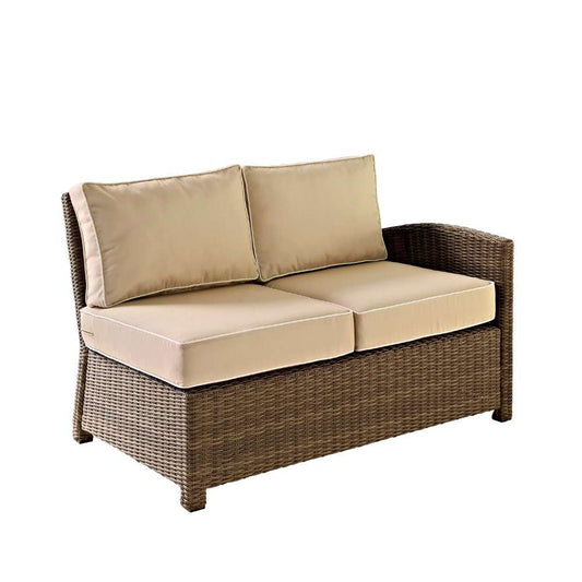 Crosley Furniture - Bradenton Outdoor Wicker Sectional Right Corner Loveseat with Sand Cushions - KO70015WB-SA veiw 1