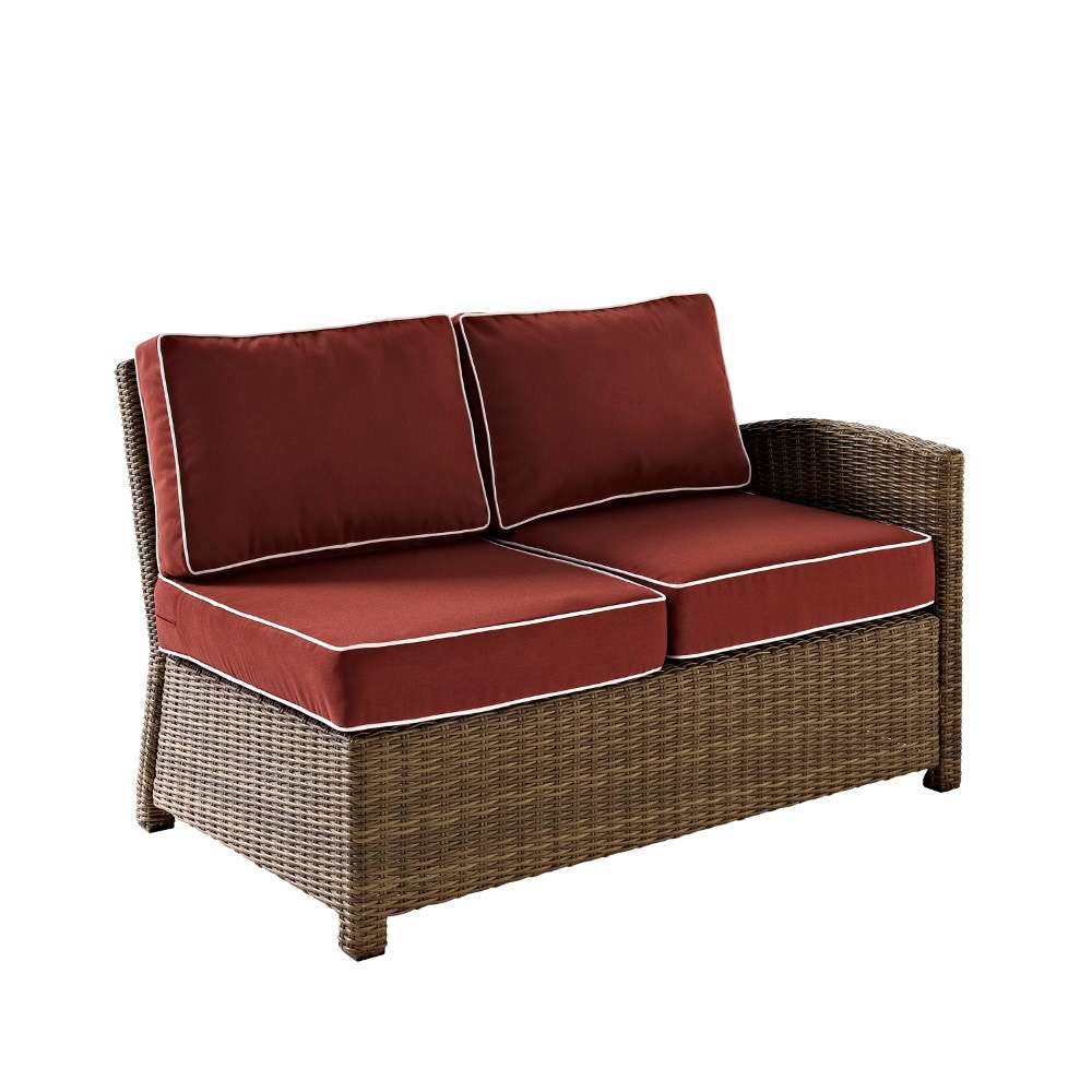 Crosley Furniture - Bradenton Outdoor Wicker Sectional Right Corner Loveseat with Sangria Cushions - KO70015WB-SG view 1