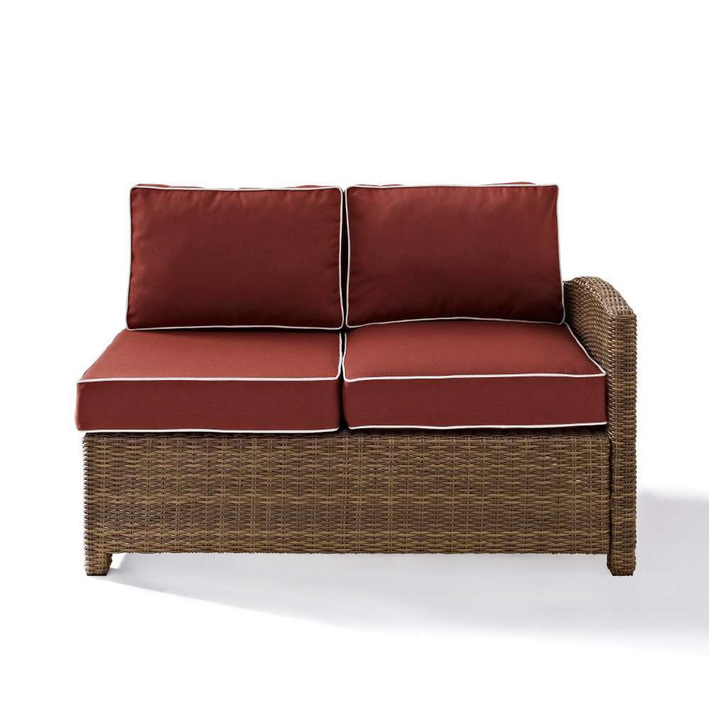Crosley Furniture - Bradenton Outdoor Wicker Sectional Right Corner Loveseat with Sangria Cushions - KO70015WB-SG veiw 4