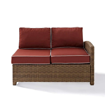 Crosley Furniture - Bradenton Outdoor Wicker Sectional Right Corner Loveseat with Sangria Cushions - KO70015WB-SG veiw 4