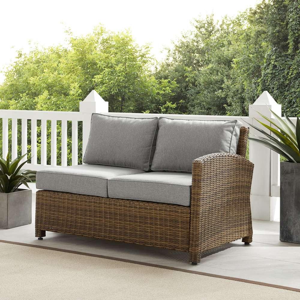 Crosley Furniture - Bradenton Outdoor Wicker Sectional Right Side Loveseat Gray/Weathered Brown - KO70015WB-GY veiw 1