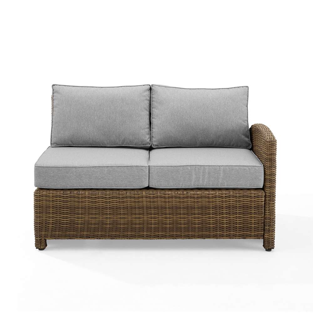 Crosley Furniture - Bradenton Outdoor Wicker Sectional Right Side Loveseat Gray/Weathered Brown - KO70015WB-GY veiw 3