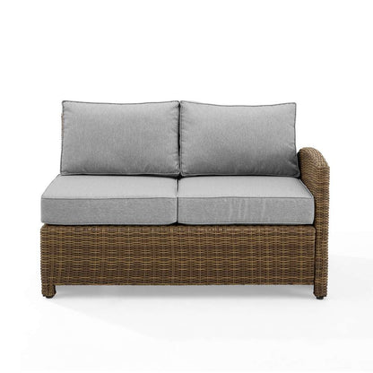 Crosley Furniture - Bradenton Outdoor Wicker Sectional Right Side Loveseat Gray/Weathered Brown - KO70015WB-GY veiw 3