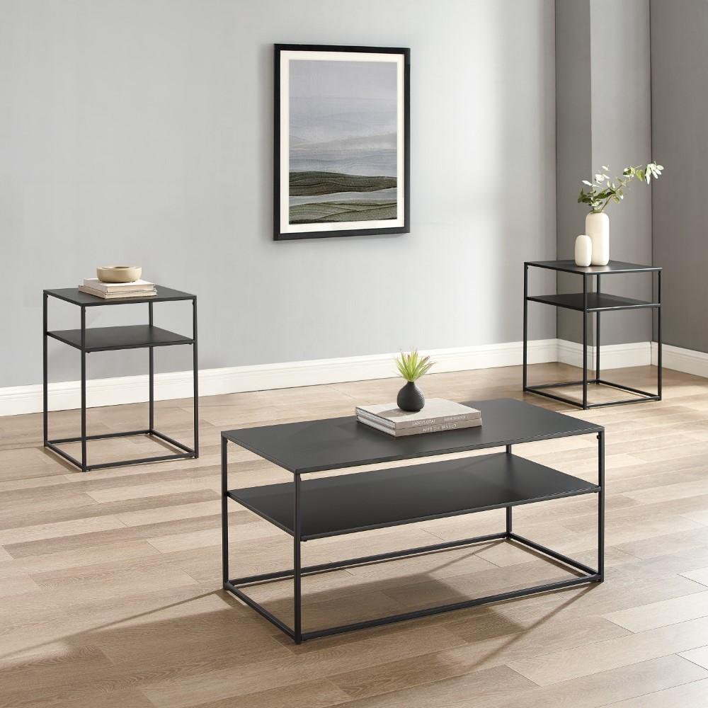 Crosley Furniture - Braxton 3 Piece Coffee Table Set Matte Black - Coffee Table & 2 End Tables - KF14007MB veiw 5