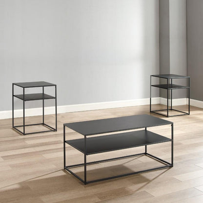 Crosley Furniture - Braxton 3 Piece Coffee Table Set Matte Black - Coffee Table & 2 End Tables - KF14007MB veiw 6
