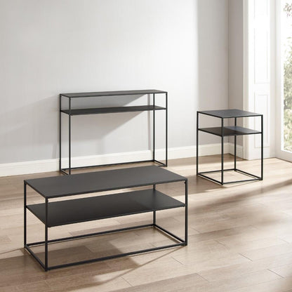 Crosley Furniture - Braxton 3 Piece Coffee Table Set Matte Black - Coffee Table, Console Table, & End Table - KF14005MB veiw 4