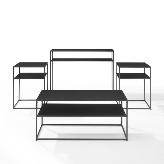 Crosley Furniture - Braxton 4 Piece Coffee Table Set Matte Black - Coffee Table, Console Table, & 2 End Tables - KF14006MB veiw 2