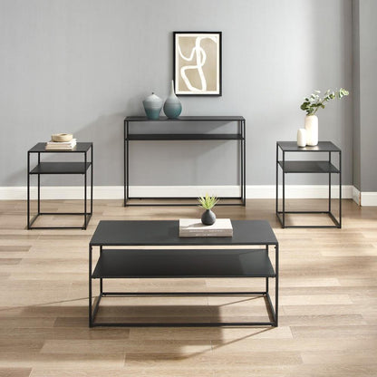 Crosley Furniture - Braxton 4 Piece Coffee Table Set Matte Black - Coffee Table, Console Table, & 2 End Tables - KF14006MB veiw 7