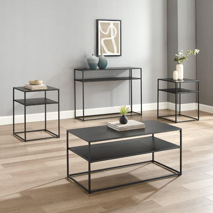 Crosley Furniture - Braxton 4 Piece Coffee Table Set Matte Black - Coffee Table, Console Table, & 2 End Tables - KF14006MB veiw 8