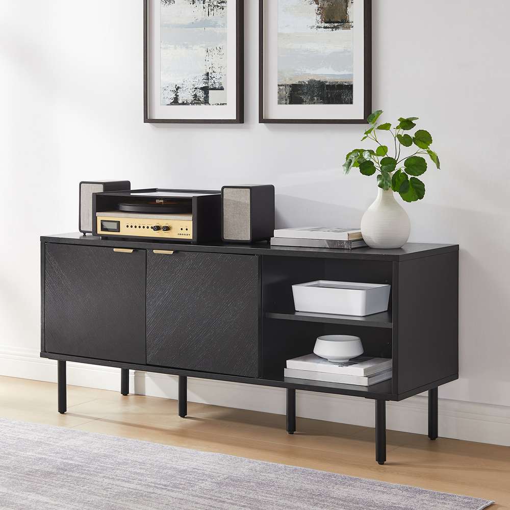 Crosley Furniture - Brody Record Storage Sideboard Black - CF1144-BK veiw 2