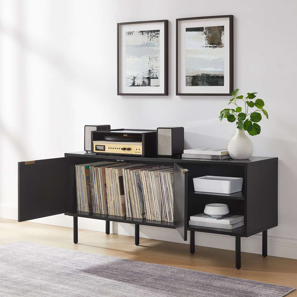 Crosley Furniture - Brody Record Storage Sideboard Black - CF1144-BK veiw 4