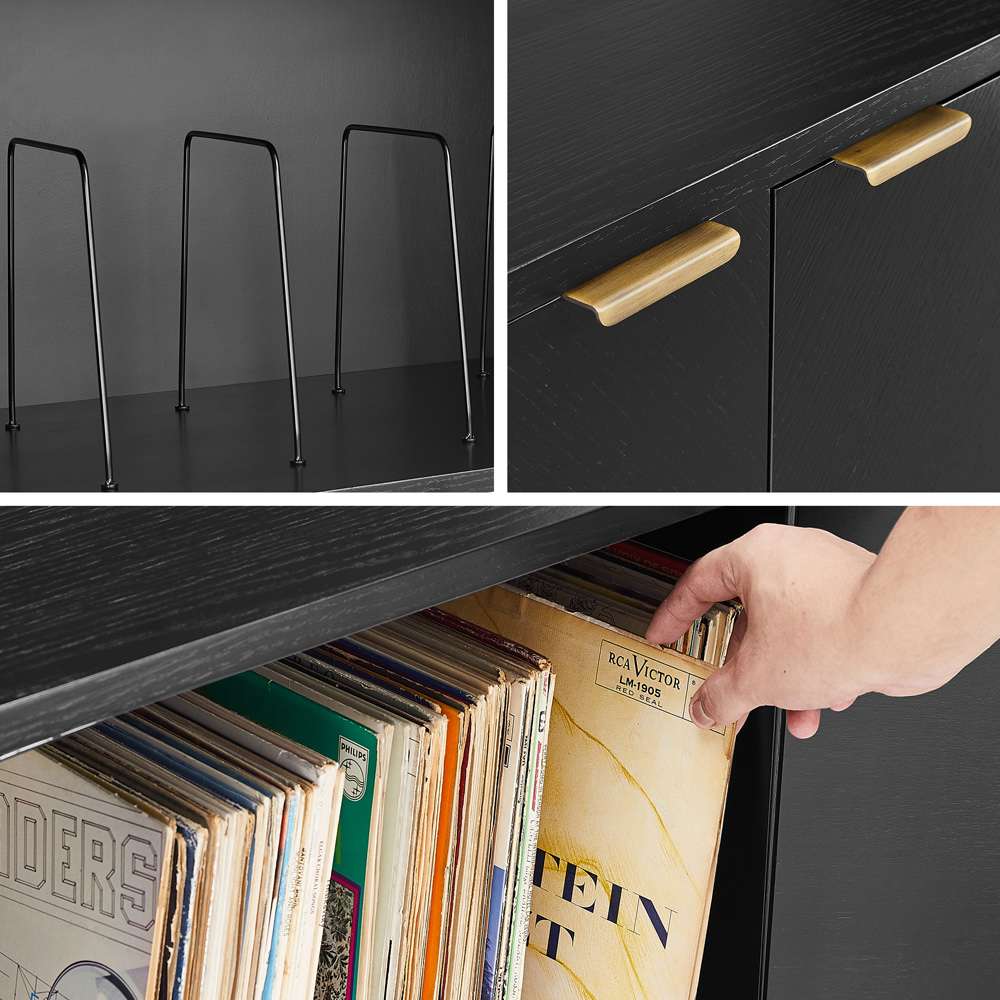 Crosley Furniture - Brody Record Storage Sideboard Black - CF1144-BK veiw 11