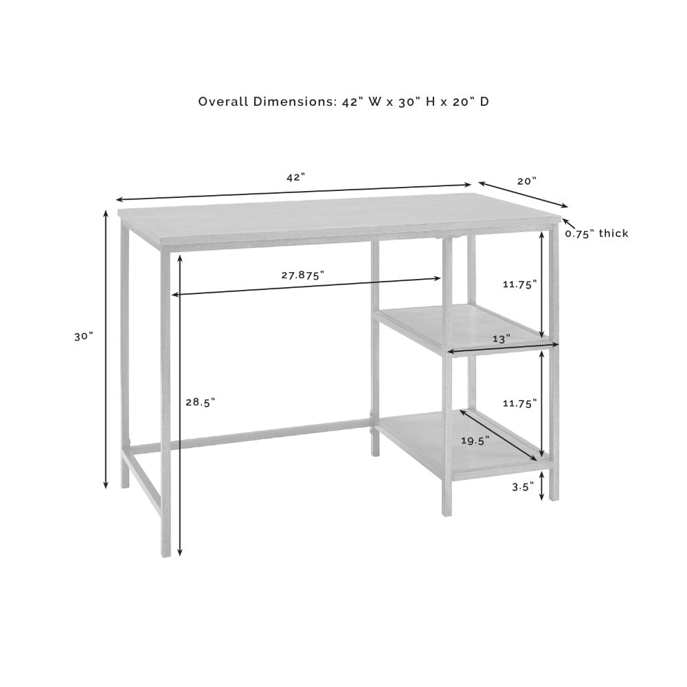 Crosley Furniture - Brooke Desk Washed Oak - CF6512-WO veiw 5