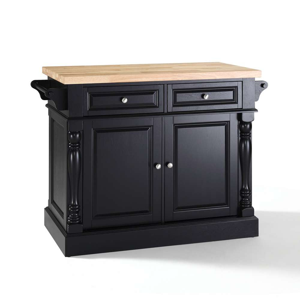 Crosley Furniture - Butcher Block Top Kitchen Island in Black Finish - KF30006BK veiw 1