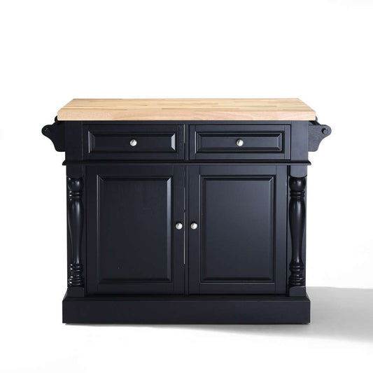 Crosley Furniture - Butcher Block Top Kitchen Island in Black Finish - KF30006BK veiw 2