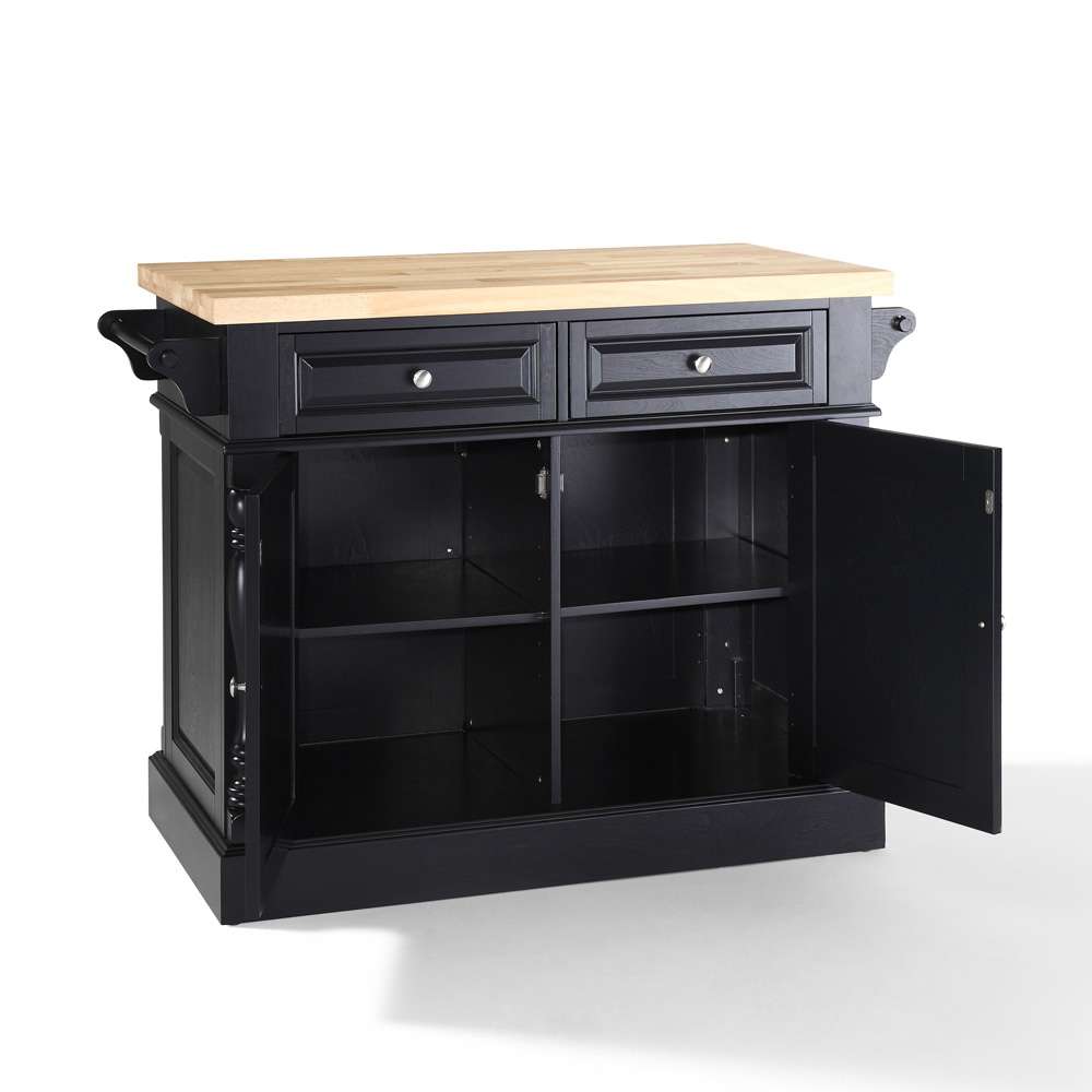 Crosley Furniture - Butcher Block Top Kitchen Island in Black Finish - KF30006BK veiw 3