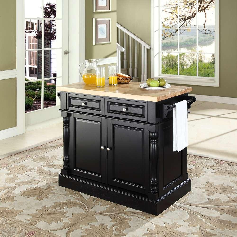Crosley Furniture - Butcher Block Top Kitchen Island in Black Finish - KF30006BK veiw 4