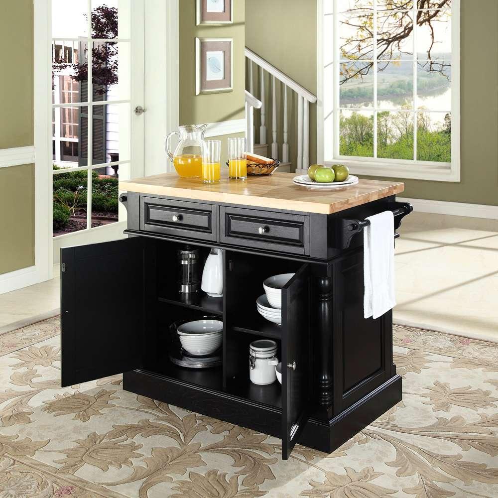 Crosley Furniture - Butcher Block Top Kitchen Island in Black Finish - KF30006BK veiw 5