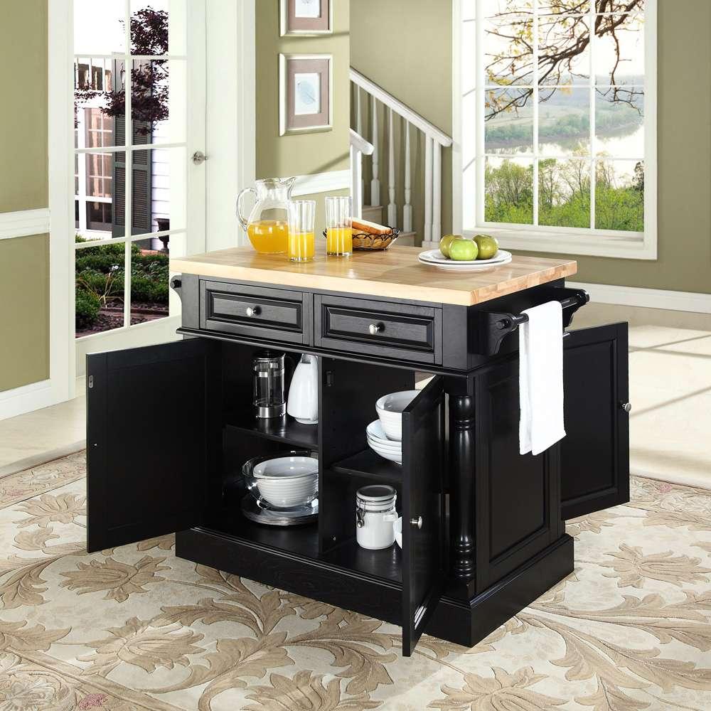 Crosley Furniture - Butcher Block Top Kitchen Island in Black Finish - KF30006BK veiw 6
