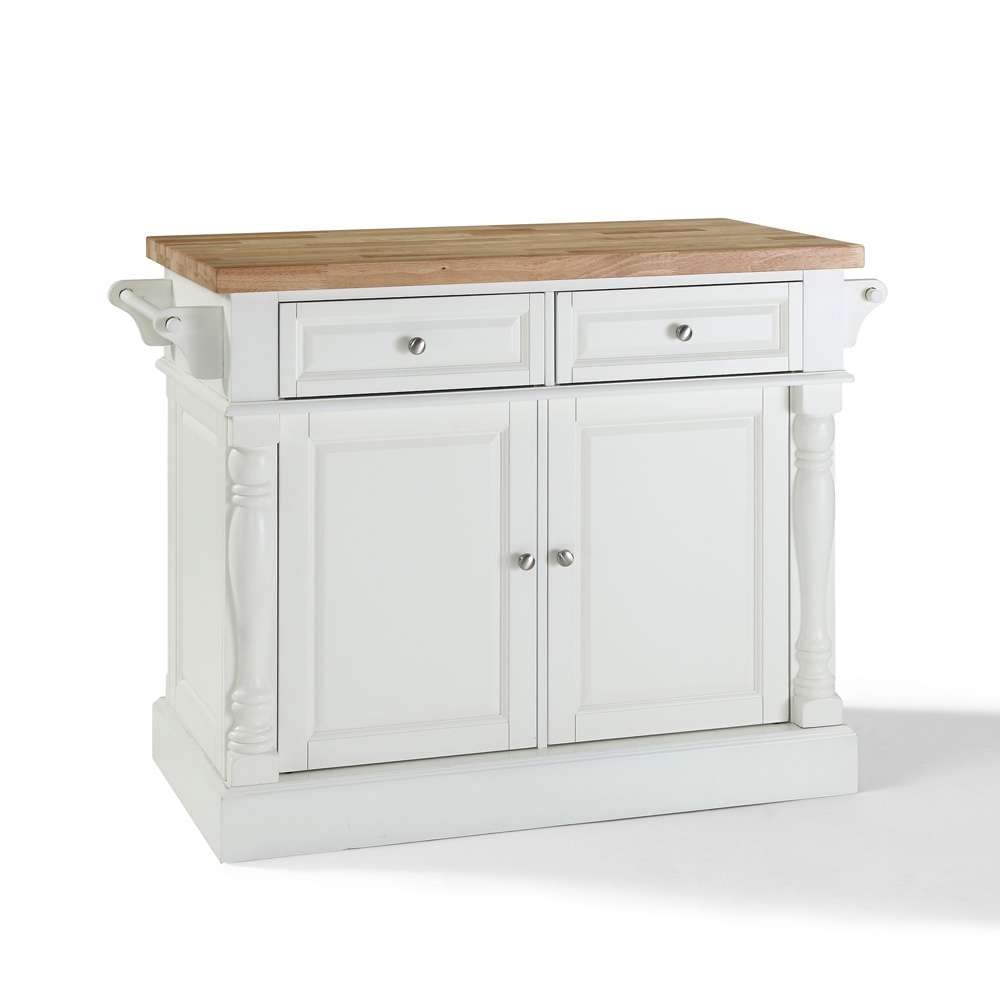 Crosley Furniture - Butcher Block Top Kitchen Island in White Finish - KF30006WH view 1