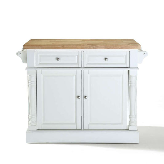 Crosley Furniture - Butcher Block Top Kitchen Island in White Finish - KF30006WH view 2