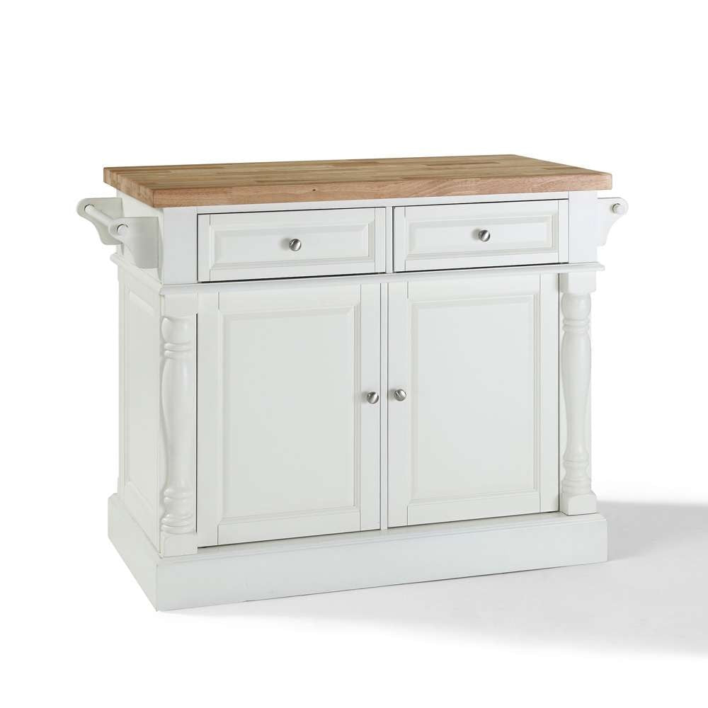 Crosley Furniture - Butcher Block Top Kitchen Island in White Finish - KF30006WH veiw 1