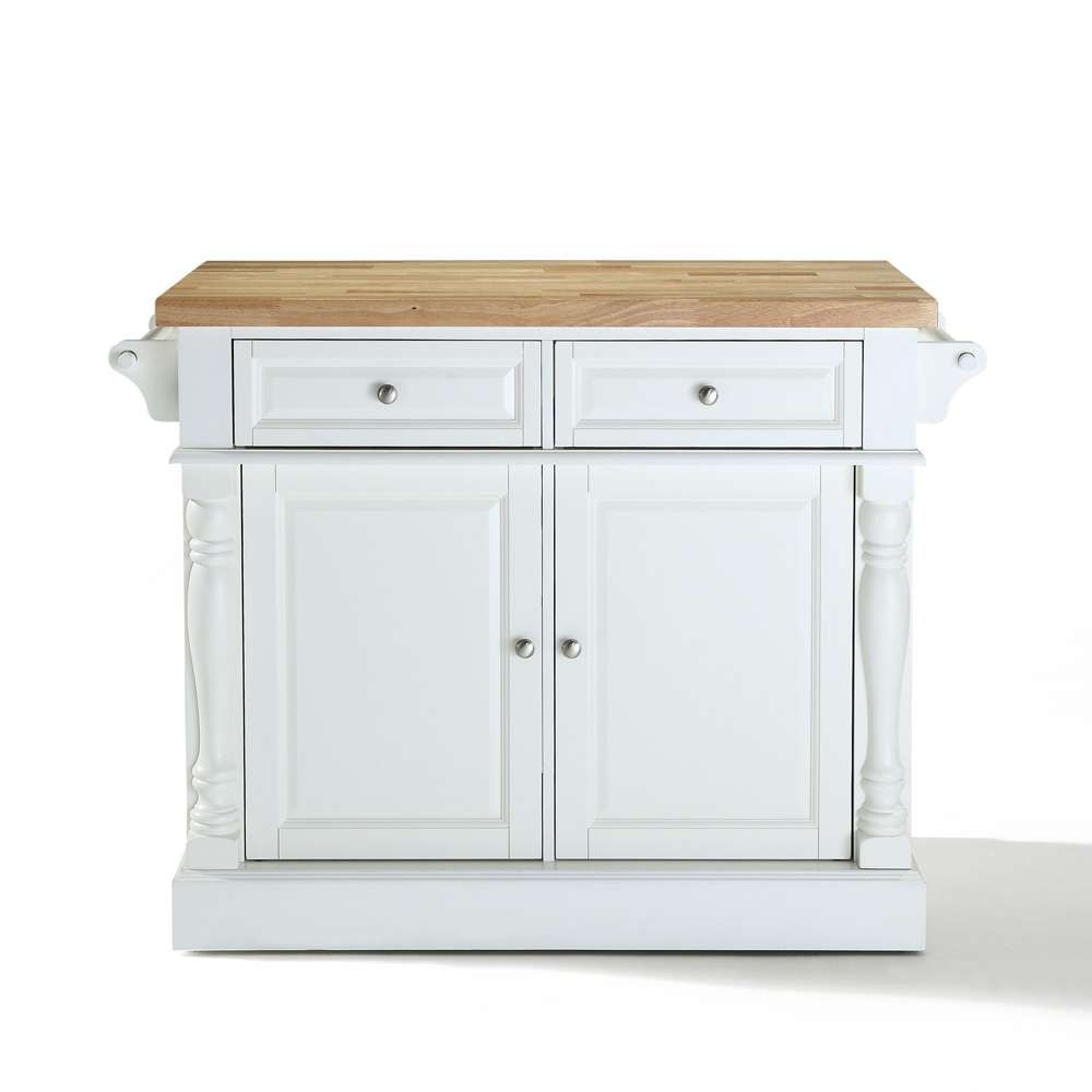 Crosley Furniture - Butcher Block Top Kitchen Island in White Finish - KF30006WH veiw 2