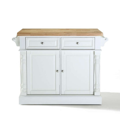 Crosley Furniture - Butcher Block Top Kitchen Island in White Finish - KF30006WH veiw 2