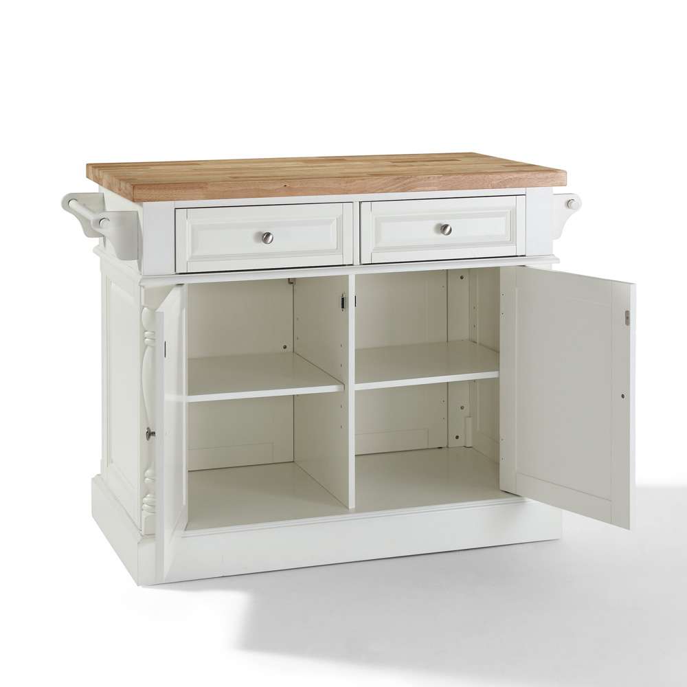Crosley Furniture - Butcher Block Top Kitchen Island in White Finish - KF30006WH veiw 3