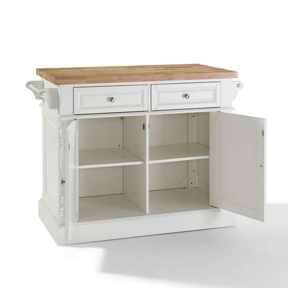 Crosley Furniture - Butcher Block Top Kitchen Island in White Finish - KF30006WH veiw 3